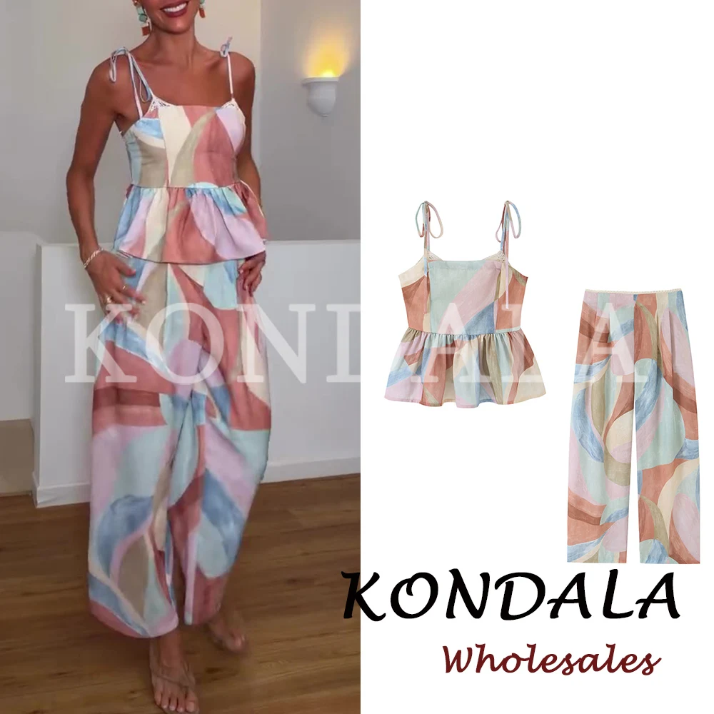 KONDALA Fashion 2026 Casual Print Women Summer Suit Holiday Beach Cami Slim Vest+Wide Leg Holiday Long Pants Elegant Female Sets
KONDALA Fashion 2026 Casual Print Women Summer Suit Holiday Beach Cami Slim Vest+Wide Leg Holiday Long Pants Elegant Female Sets