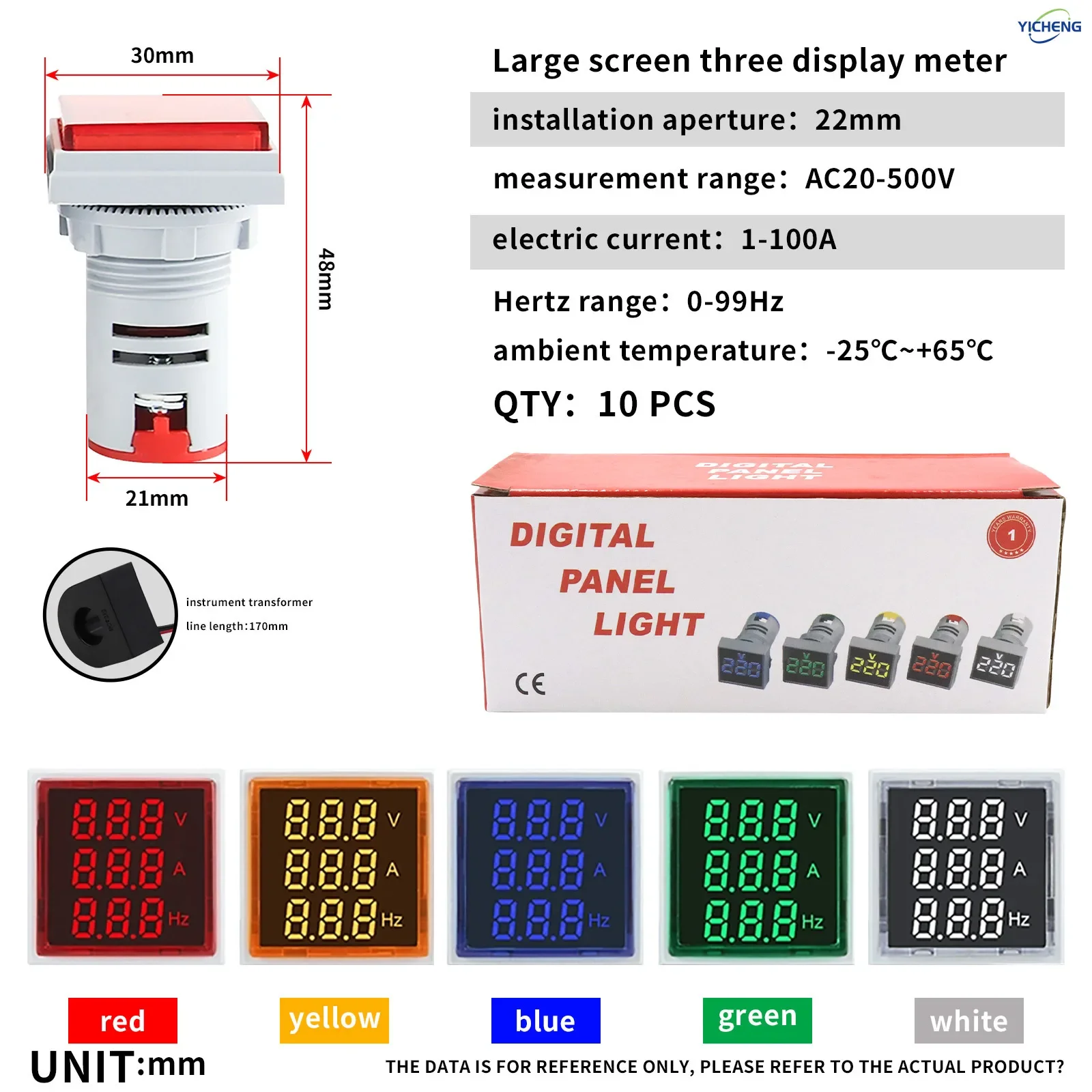 10Pcs AC Volt Amp Frequency Tester, AC 60-500V 100A Voltage Current Monitor Digital LED Display Signal Indicator Light Panel
10Pcs AC Volt Amp Frequency Tester, AC 60-500V 100A Voltage Current Monitor Digital LED Display Signal Indicator Light Panel
