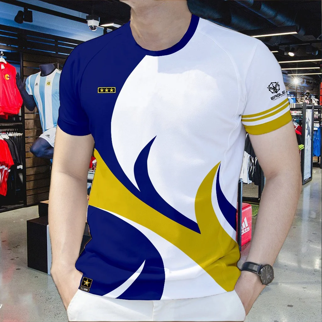 Fashion Men's Round Neck Short Sleeve T-shirts 3D Stripe Color Matching Printing Summer Leisure Street Quick Dry Breathable Tops
Fashion Men's Round Neck Short Sleeve T-shirts 3D Stripe Color Matching Printing Summer Leisure Street Quick Dry Breathable Tops