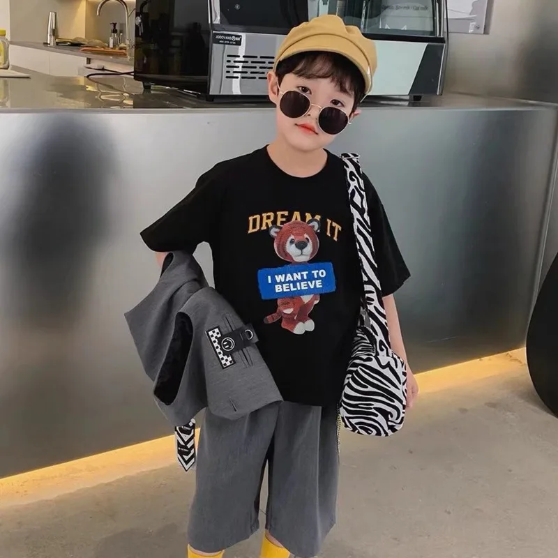 Summer Kids Boy CasualTops Cartoon Bear Print Trendy Children's Pure Cotton T-shirt Short Sleeve Comfortable Toddler Tees
Summer Kids Boy CasualTops Cartoon Bear Print Trendy Children's Pure Cotton T-shirt Short Sleeve Comfortable Toddler Tees