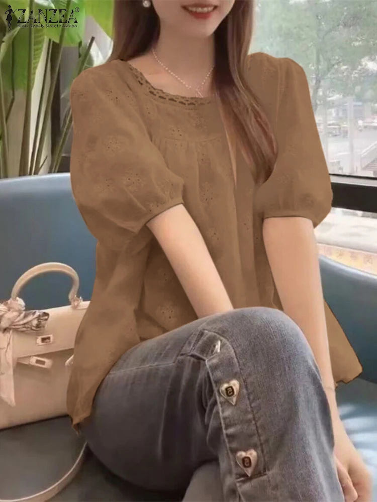 Women Summer Tops 2025 ZANZEA Fashion Lace Stitching Blusas Solid Color Blouse Casual Loose Square Collar Cotton Holiday Tunics
Women Summer Tops 2025 ZANZEA Fashion Lace Stitching Blusas Solid Color Blouse Casual Loose Square Collar Cotton Holiday Tunics