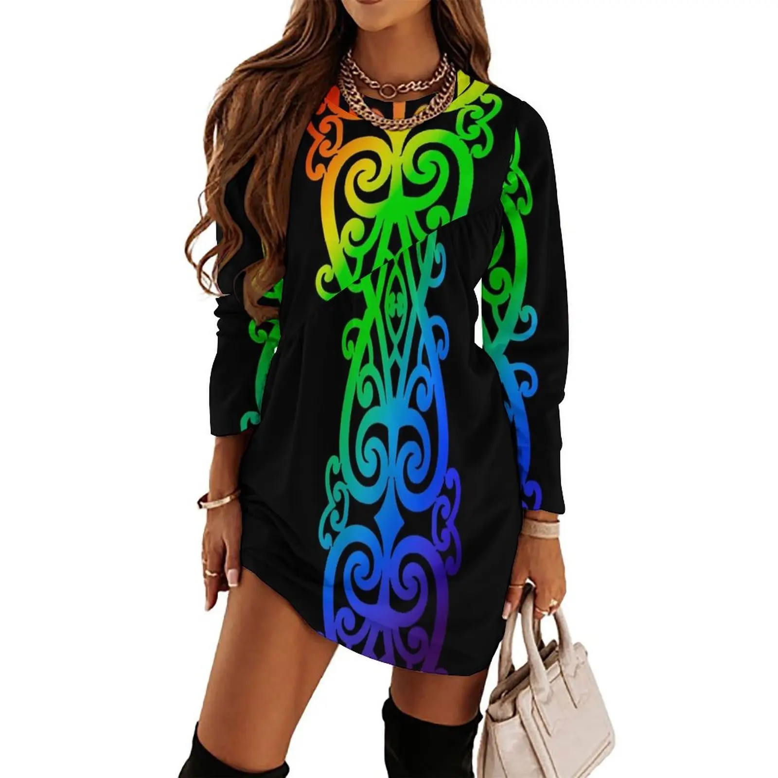 Rainbow Colorful Māori Koru - Denotes New Beginnings Long Sleeved Dress Women"s dresses Long dress
Rainbow Colorful Māori Koru - Denotes New Beginnings Long Sleeved Dress Women"s dresses Long dress