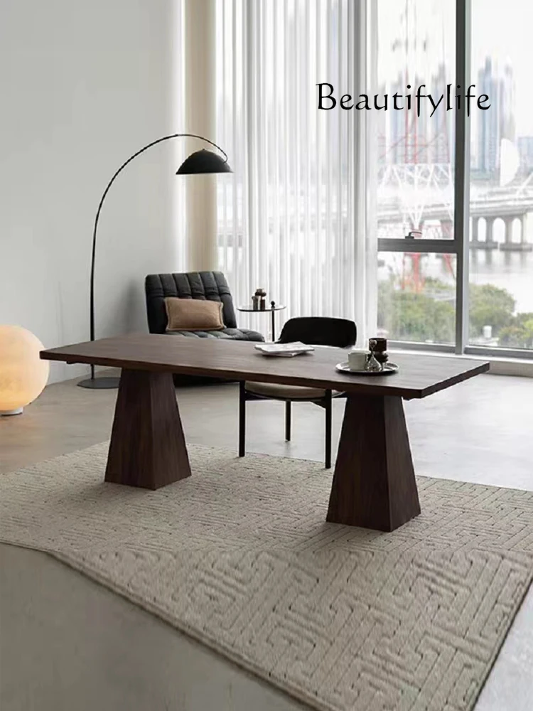 Solid wood dining table New Chinese log tea table Living room Simple office negotiation long table
Solid wood dining table New Chinese log tea table Living room Simple office negotiation long table