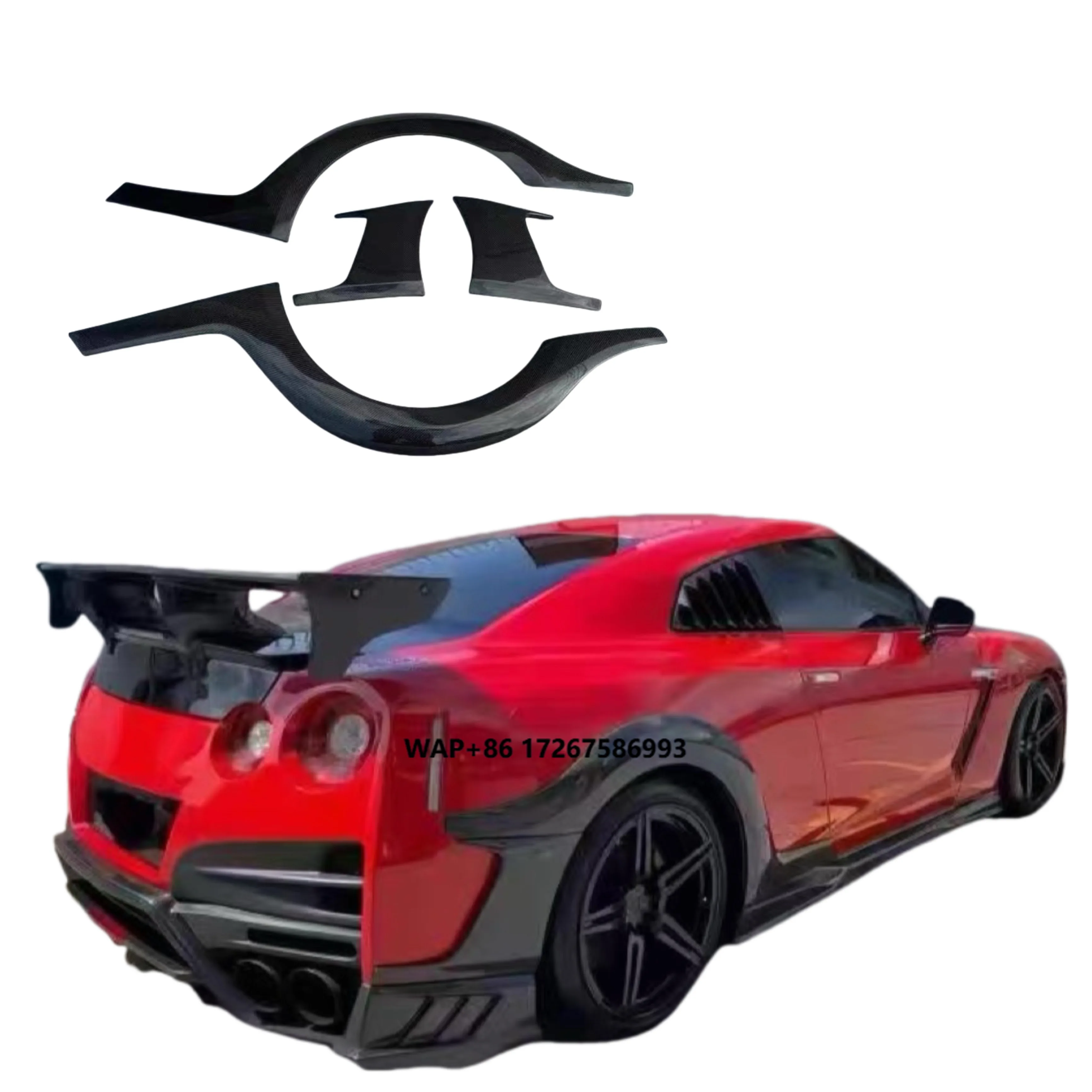 For Gtr R35 Top Style Carbon Fiber Rear Wheel Eyebrow Wide Body Kit