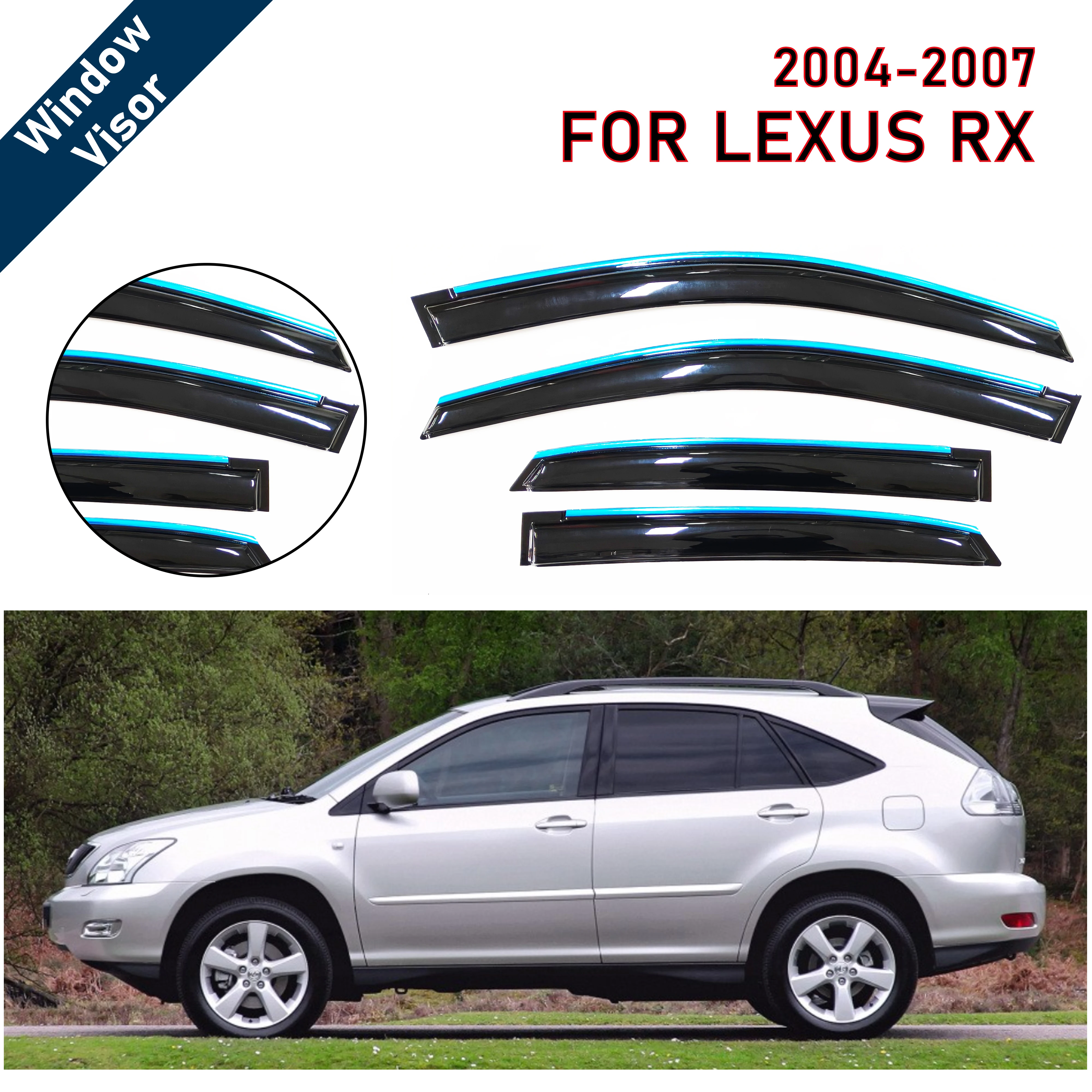 Window Visor for Lexus RX330 330 350 400H 2004-2007 | 4pcs Rain Guard Wind Deflector | Car Weather Shield Accessory
Window Visor for Lexus RX330 330 350 400H 2004-2007 | 4pcs Rain Guard Wind Deflector | Car Weather Shield Accessory