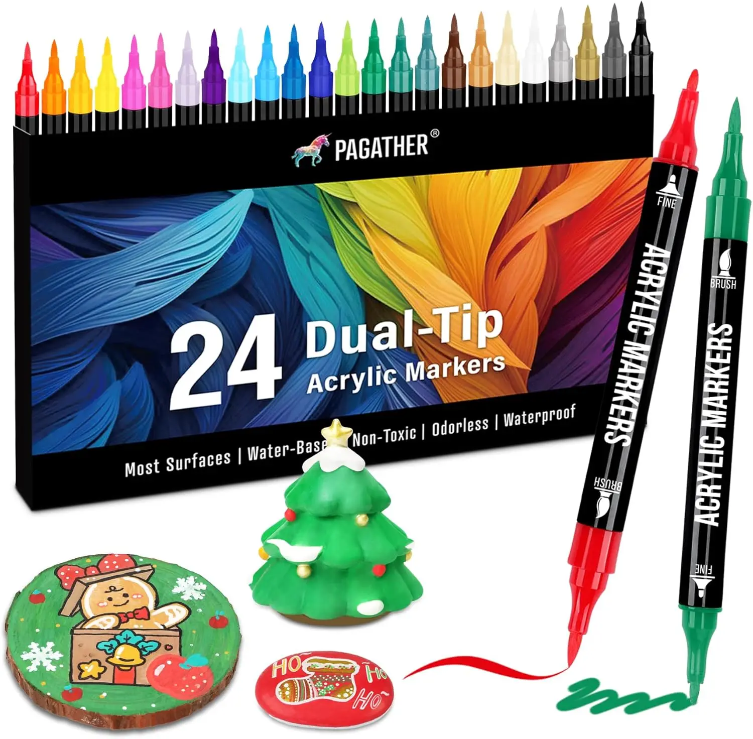 24 Colors Acrylic Paint Markers, Dual Tip for Stone, Wood, Canvas, Ceramic, Metal, Glass DIY Crafts
24 Colors Acrylic Paint Markers, Dual Tip for Stone, Wood, Canvas, Ceramic, Metal, Glass DIY Crafts