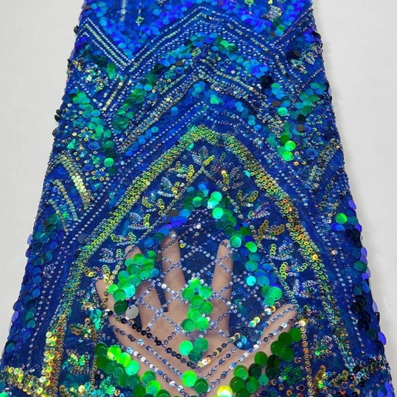 French luxurious lace mesh fabric, African high-quality iridescent sequin Lolita diamond-shaped sequin embroidered lace fabric
French luxurious lace mesh fabric, African high-quality iridescent sequin Lolita diamond-shaped sequin embroidered lace fabric