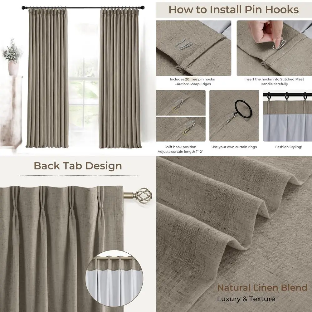 Thermal Insulated Blackout Pinch Pleat Curtains, 84 Long, 40 Wide, Taupe Gray, 2-Panel Set for Bedroom & Living Room
Thermal Insulated Blackout Pinch Pleat Curtains, 84 Long, 40 Wide, Taupe Gray, 2-Panel Set for Bedroom & Living Room