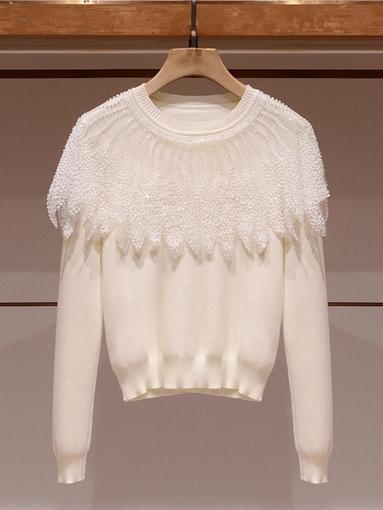 Женский вязаный свитер Ele с круглым вырезом, расшитый бисером и пайетками, бежевый, весна 2025, модный, для повседневной носки, приталенный, с длинными рукавами
Женский вязаный свитер Ele с круглым вырезом, расшитый бисером и пайетками, бежевый, весна 2025, модный, для повседневной носки, приталенный, с длинными рукавами
