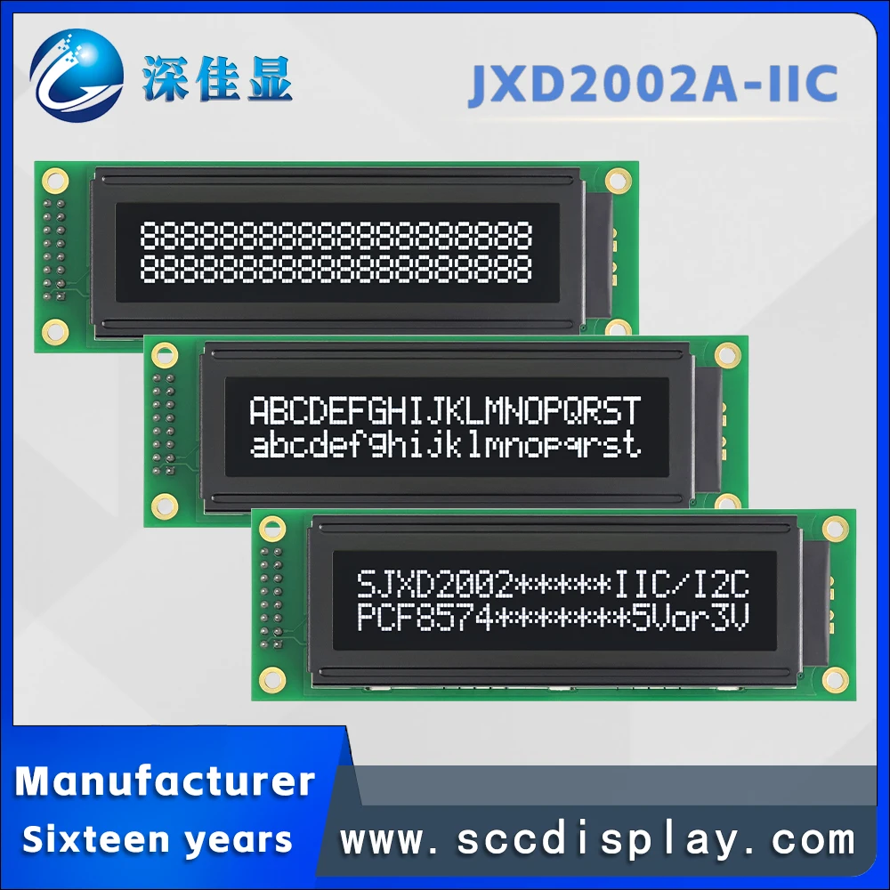Practical LCD 20*2 character dot matrix screen JXD2002A-IIC VA White Negative IIC/I2C with backlight LCM display module
Practical LCD 20*2 character dot matrix screen JXD2002A-IIC VA White Negative IIC/I2C with backlight LCM display module