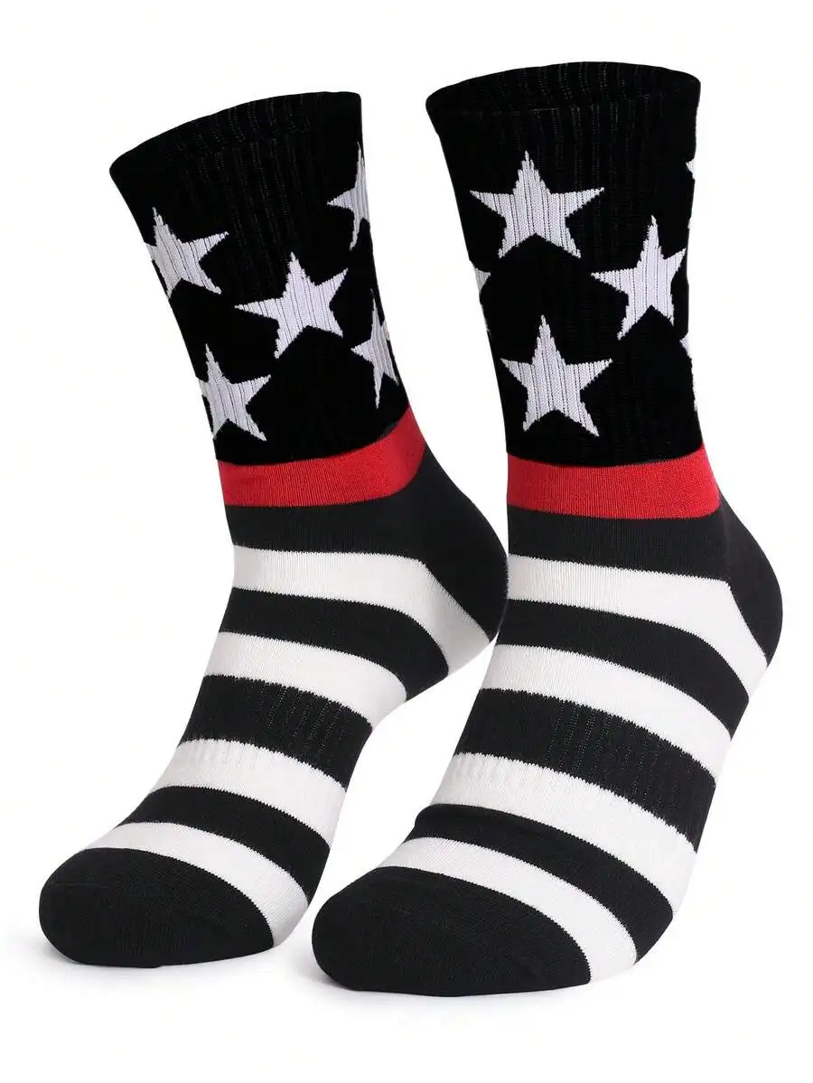Mens Cotton Mid-Calf Socks With USA Flag Stars And Stripes Print
Mens Cotton Mid-Calf Socks With USA Flag Stars And Stripes Print