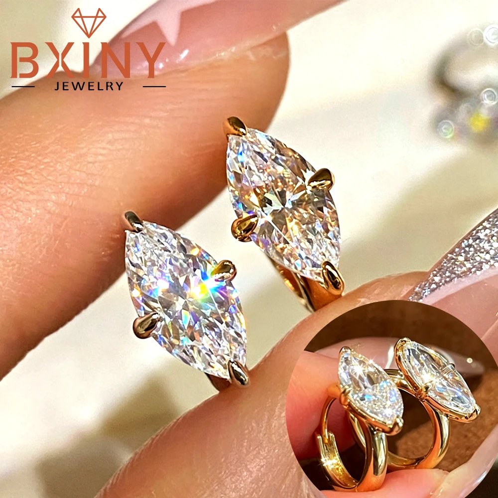 Серьги-гвоздики BXINY S925 из серебра с бриллиантами маркизной огранки, высококачественные карбоновые бриллианты, сверкающие цирконы, для женщин, подарки на помолвку, ювелирные изделия
Серьги-гвоздики BXINY S925 из серебра с бриллиантами маркизной огранки, высококачественные карбоновые бриллианты, сверкающие цирконы, для женщин, подарки на помолвку, ювелирные изделия