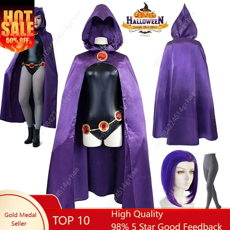 Women's TeenTitans-Raven Cosplay Costume Jumpsuit Purple Cloak with Belt Halloween Costume Uniform for Girls
Women's TeenTitans-Raven Cosplay Costume Jumpsuit Purple Cloak with Belt Halloween Costume Uniform for Girls