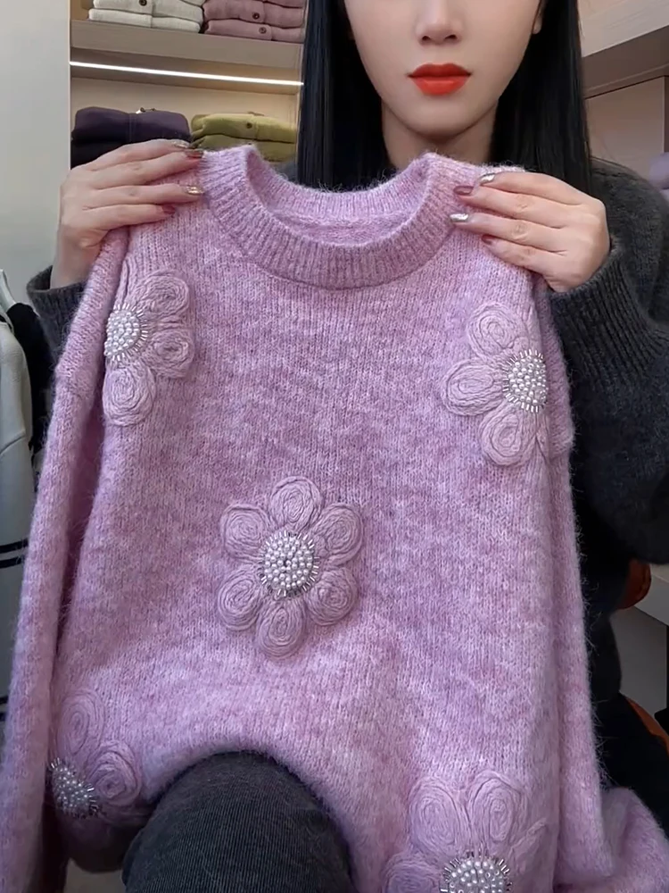 Sweet Embroidered Soft Sweater Flead Design Trendy Knitted Spring Faion for plus Size Women Korean Sle Long Sve
Sweet Embroidered Soft Sweater Flead Design Trendy Knitted Spring Faion for plus Size Women Korean Sle Long Sve