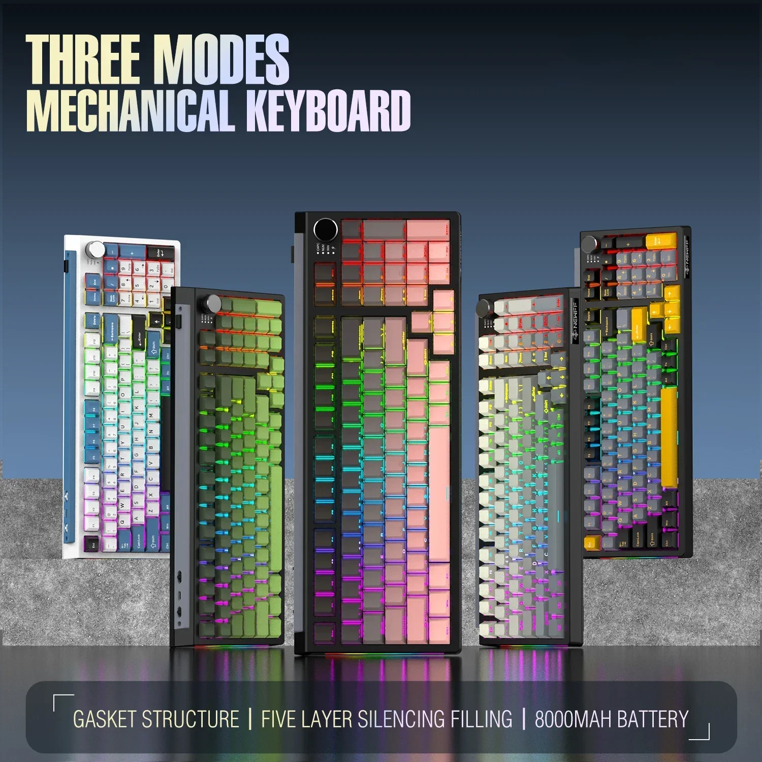 98-Key Premium Mechanical Gaming Keyboard 8000mAh | Hot-Swappable PBT RGB | 3-Mode | Compatible with Windows And Mac for PC