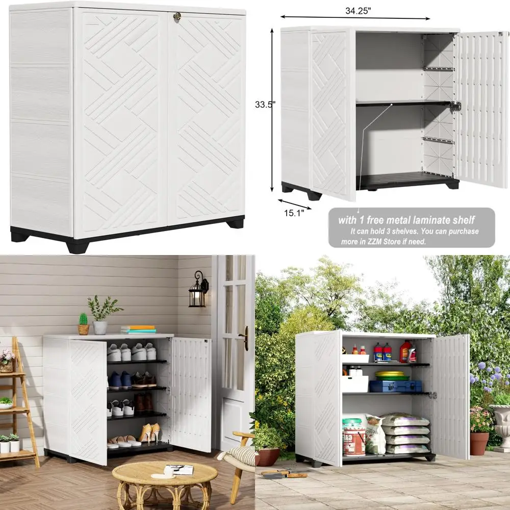 Waterproof Plastic Storage Cabinet for Indoor and Outdoor Use, 34x15x34, Ideal for Garden, Balcony, and Bathroom Storage
Waterproof Plastic Storage Cabinet for Indoor and Outdoor Use, 34x15x34, Ideal for Garden, Balcony, and Bathroom Storage