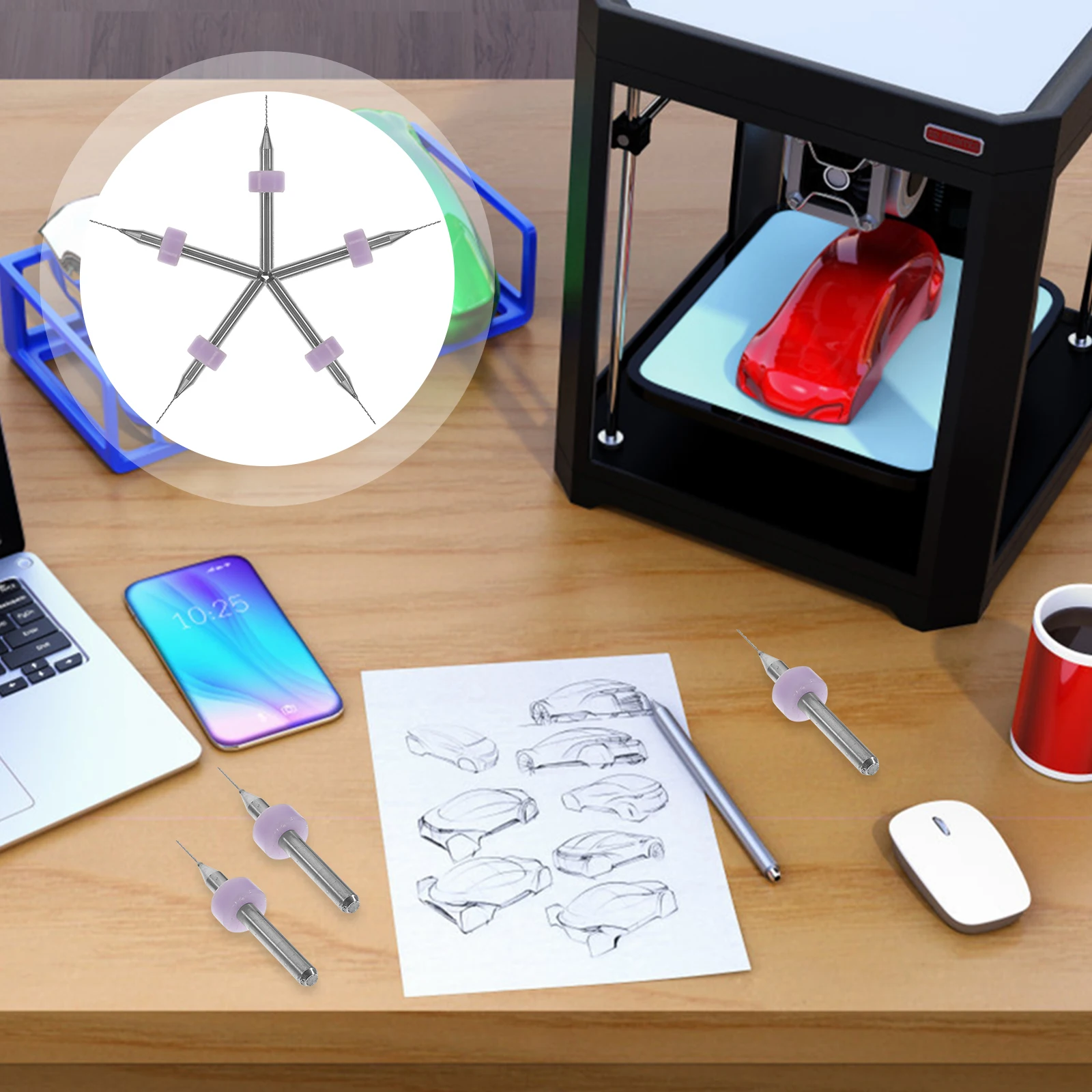 5 Pcs Nozzle Cleaner Key Tip Cleaning Needles Universal Drilling Bits Extruder Head Printer Kit Car 
5 Pcs Nozzle Cleaner Key Tip Cleaning Needles Universal Drilling Bits Extruder Head Printer Kit Car