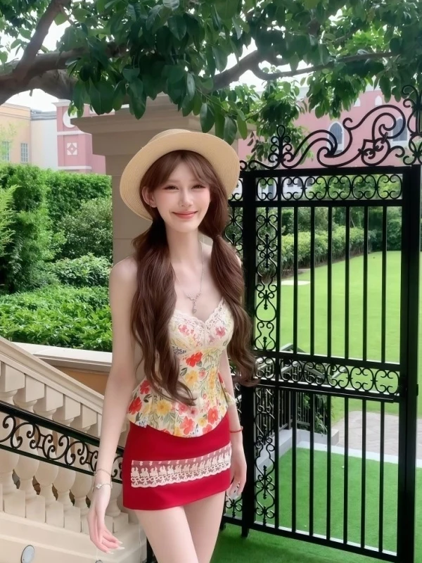 Beautiful Thai Style Floral Print Halter Top And Red Skirt Island Vacation Two Piece Set Women's Fashion Summer Outfit
Beautiful Thai Style Floral Print Halter Top And Red Skirt Island Vacation Two Piece Set Women's Fashion Summer Outfit