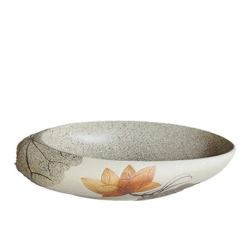 Artist uses stage basin to carve lotus oval ceramic large wash basin Household wash basin
Artist uses stage basin to carve lotus oval ceramic large wash basin Household wash basin