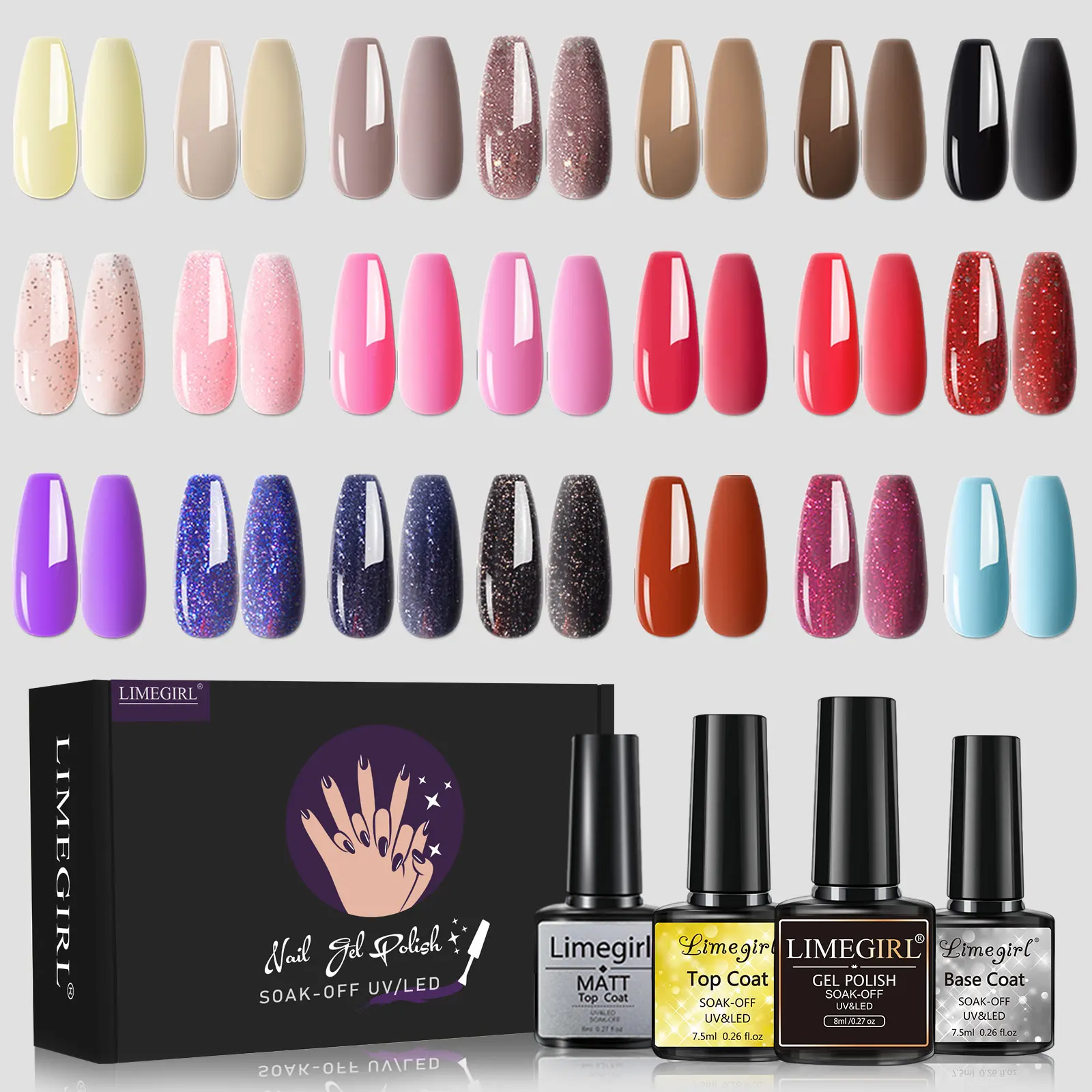 Nail Gel Polish Kit 21PCS 8ML Glitter Nails Art Gel Varnish for Beginner Manicure Salon & Home Professional Art DIY Supplies Set 
Nail Gel Polish Kit 21PCS 8ML Glitter Nails Art Gel Varnish for Beginner Manicure Salon & Home Professional Art DIY Supplies Set