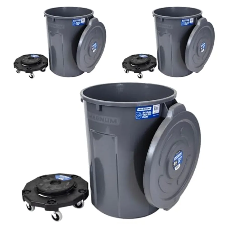 Magnum Gray 44 Gallon Trash Can Set with Quiet Dolly and Reinforced Lid Construction Grade Jobsite Ready for Handling and Rolli
Magnum Gray 44 Gallon Trash Can Set with Quiet Dolly and Reinforced Lid Construction Grade Jobsite Ready for Handling and Rolli
