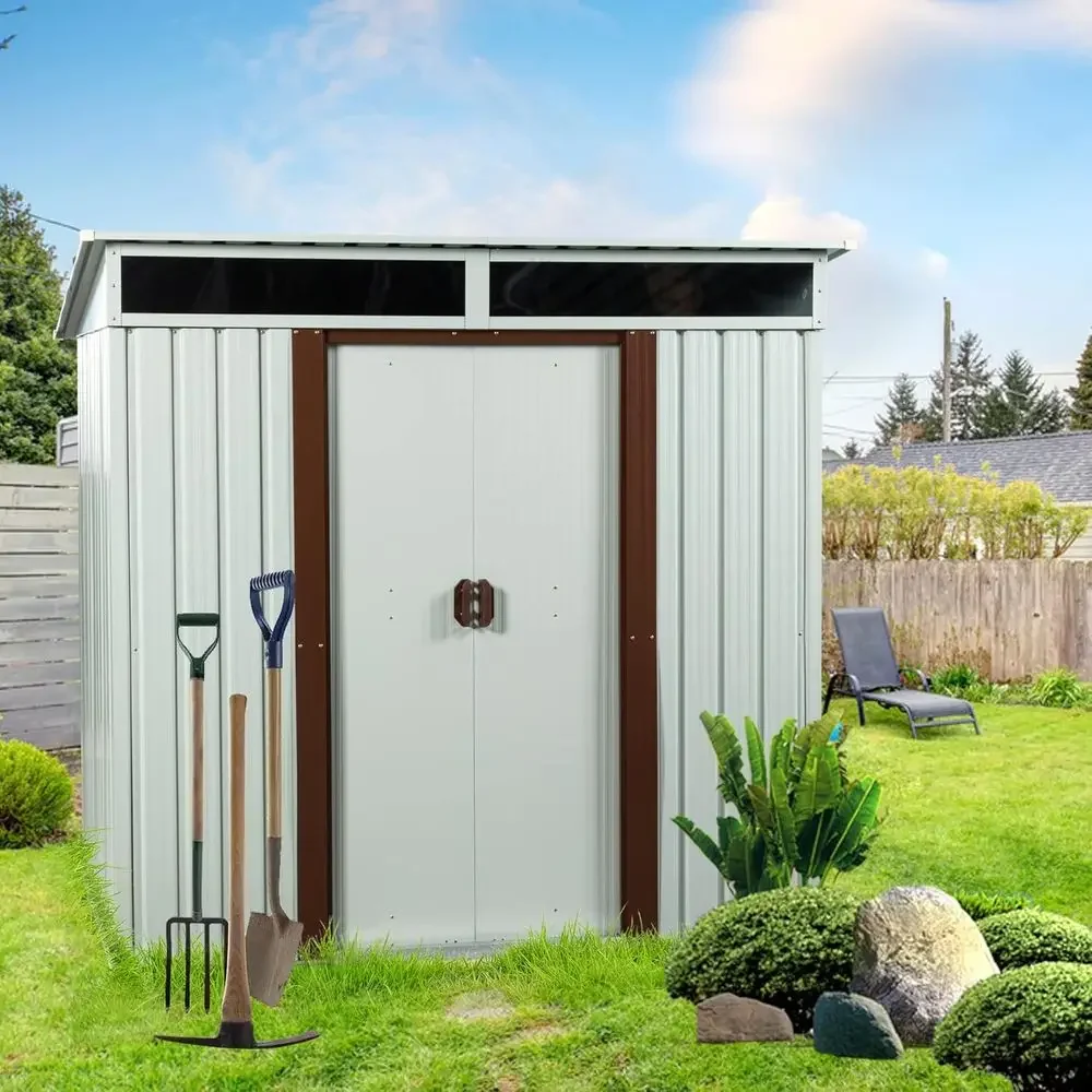 6.4 ft x 5 ft Outdoor Metal Shed with Lockable Door, Sun & Water Protection for Patio, Lawn, and Backyard (White)
6.4 ft x 5 ft Outdoor Metal Shed with Lockable Door, Sun & Water Protection for Patio, Lawn, and Backyard (White)