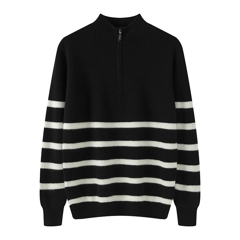 Autumn and Winter Men's Merino Cashmere pullover Round Neck Long Sleeve Zipper Striped Sweater Casual Soft High Quality Top
Autumn and Winter Men's Merino Cashmere pullover Round Neck Long Sleeve Zipper Striped Sweater Casual Soft High Quality Top