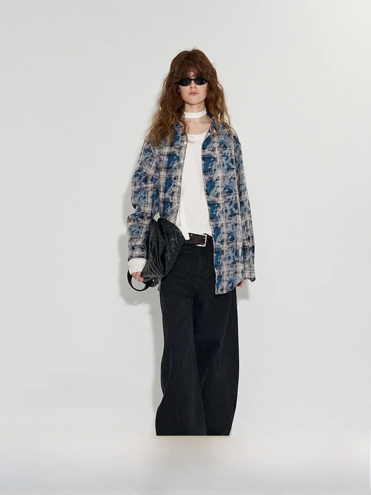 CECI TANG Vintage Dyeing Plaid Loose irt Double Sided Wearable Printed Women's Straight Tube Cotton Long Sve irt
CECI TANG Vintage Dyeing Plaid Loose irt Double Sided Wearable Printed Women's Straight Tube Cotton Long Sve irt