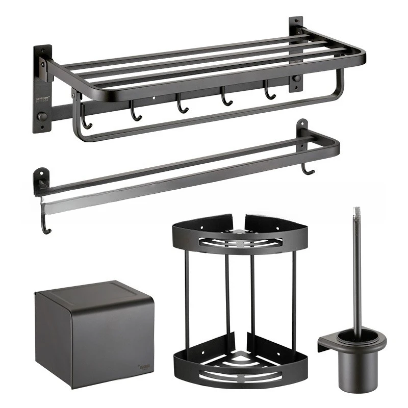 Household bathroom, stainless steel gun gray towel rack, five-piece set without punching holes
Household bathroom, stainless steel gun gray towel rack, five-piece set without punching holes