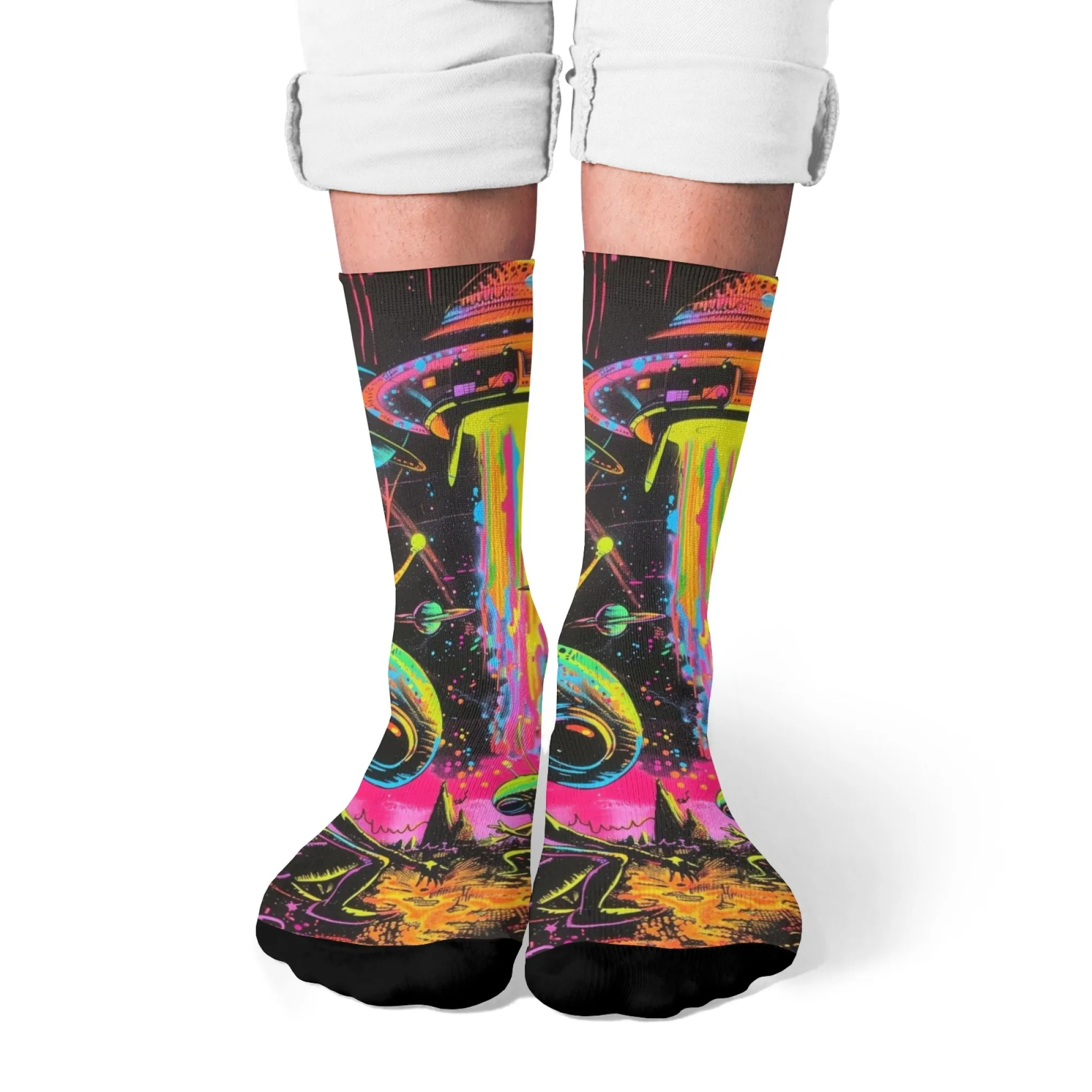Graffiti Print Alien UFO Print Men's Socks Skin-Friendly and Non-Slip Socks Street Retro Hip Hop Rock Harajuku Style Socks
Graffiti Print Alien UFO Print Men's Socks Skin-Friendly and Non-Slip Socks Street Retro Hip Hop Rock Harajuku Style Socks