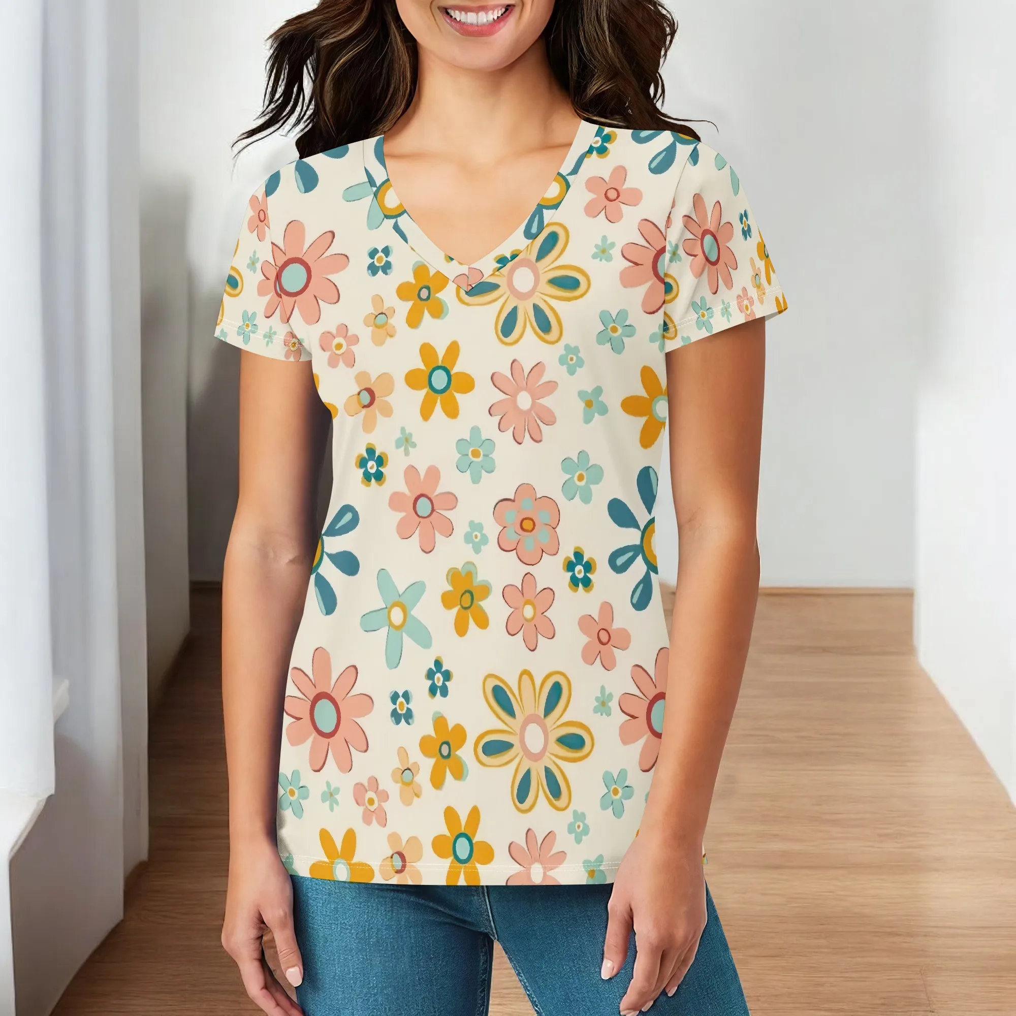 Womens Vintage Flowers Graphics Summer Tops V Neck Short Sleeve Shirts Trendy Dressy Casual Vacation Outfits Print T-shirt S-3XL
Womens Vintage Flowers Graphics Summer Tops V Neck Short Sleeve Shirts Trendy Dressy Casual Vacation Outfits Print T-shirt S-3XL