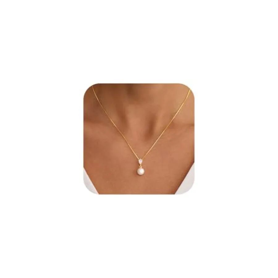 Eaciy Pearl Necklaces for Women Trendy, 18K Gold Plated Pearl Necklace Dainty Gold Pearls Necklaces for Women Wedding Bride Bri
Eaciy Pearl Necklaces for Women Trendy, 18K Gold Plated Pearl Necklace Dainty Gold Pearls Necklaces for Women Wedding Bride Bri