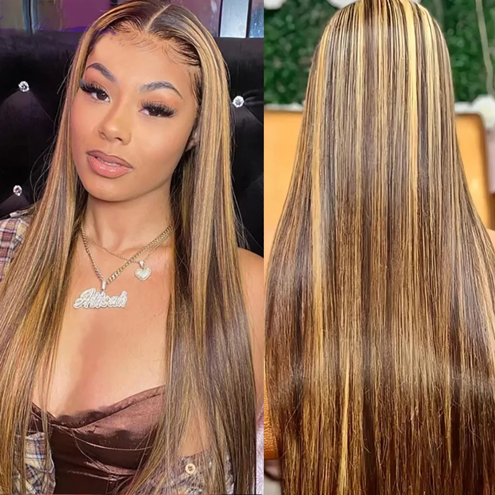13x6 Highlight HD Lace Frontal Wig P4/27 Straight Human Hair Wig Colored Brazilian Blonde Pre Plucked Human Hair Wigs For Women
13x6 Highlight HD Lace Frontal Wig P4/27 Straight Human Hair Wig Colored Brazilian Blonde Pre Plucked Human Hair Wigs For Women