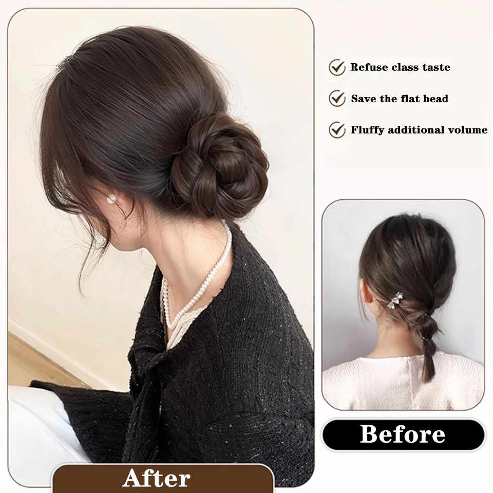OLACARE Synthetic Wig Ball Hair Bun Fried Dough Twists Claw Clip Flower Bud Head Fluffy Hair Back Head Wig Bag for Women
OLACARE Synthetic Wig Ball Hair Bun Fried Dough Twists Claw Clip Flower Bud Head Fluffy Hair Back Head Wig Bag for Women