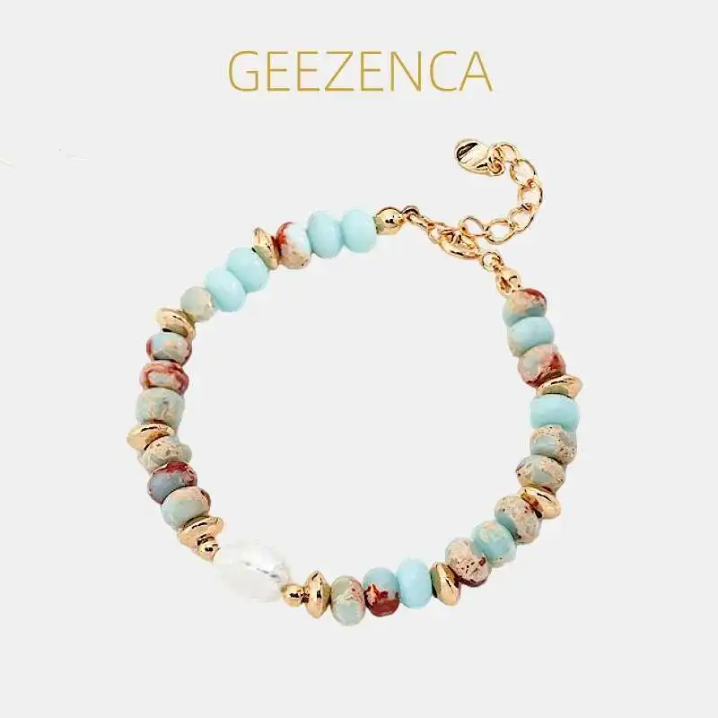 GEEZENCA 925 Silver Pearl Blue Stone Spaced Beads Strand Bracelet For Women Handmade 18K Gold Multi Color Chic Beaded Bracelets
GEEZENCA 925 Silver Pearl Blue Stone Spaced Beads Strand Bracelet For Women Handmade 18K Gold Multi Color Chic Beaded Bracelets