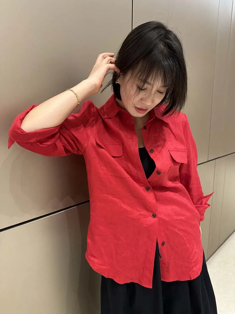 Ретро-топ в гонконгском стиле, свободного кроя, с длинным рукавом, воротником, красный, для женщин, подходит для многослойных образов, для повседневной носки, из дышащего льняного материала
Ретро-топ в гонконгском стиле, свободного кроя, с длинным рукавом, воротником, красный, для женщин, подходит для многослойных образов, для повседневной носки, из дышащего льняного материала