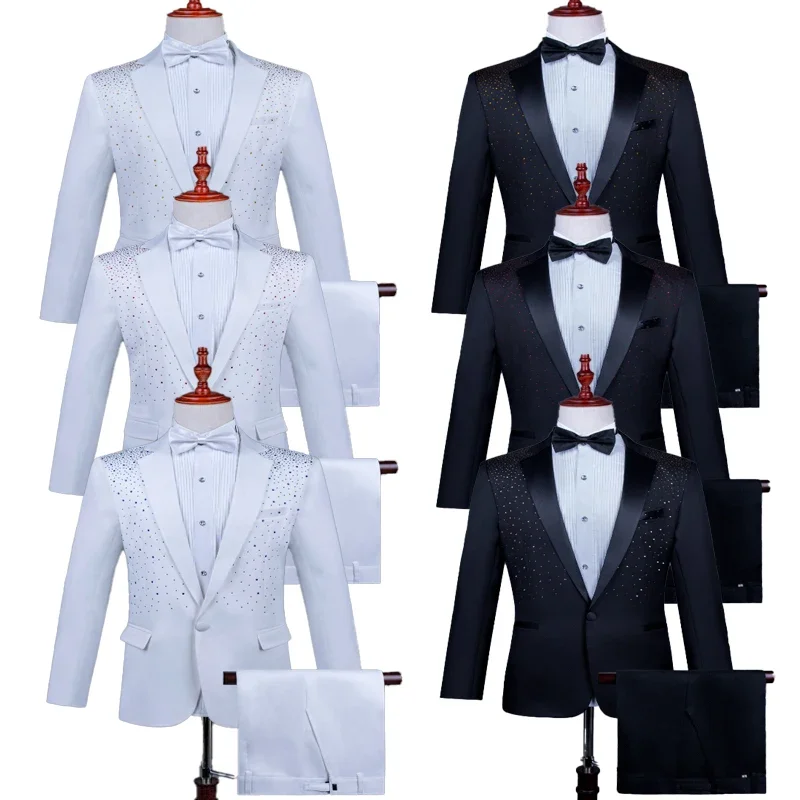 2025 New Black and White Hot Diamond Suits for Men 2-piece,Male Group Chorus/Singer Host/Anchor Dress Performance MC Blazer+Pant
2025 New Black and White Hot Diamond Suits for Men 2-piece,Male Group Chorus/Singer Host/Anchor Dress Performance MC Blazer+Pant
