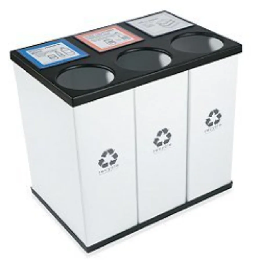 Triple Recycling Bin - Large Capacity 25 gal. per Bin,All Plastic, Light-Weight, with Changeable Label System
Triple Recycling Bin - Large Capacity 25 gal. per Bin,All Plastic, Light-Weight, with Changeable Label System