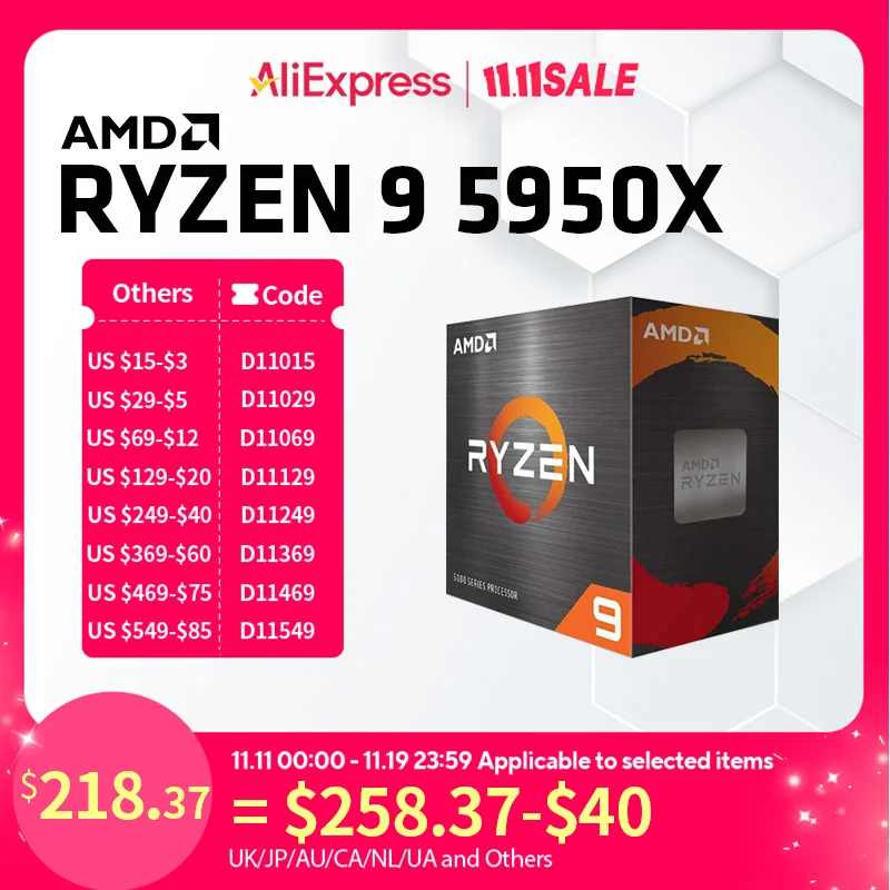 AMD Ryzen 9 5950X Brand New Box Packaged AMD R9 5950X CPU Up to 4.9GHz 16 Cores 32 Threads 64MB L3 Cache AM4 for B550 X570
AMD Ryzen 9 5950X Brand New Box Packaged AMD R9 5950X CPU Up to 4.9GHz 16 Cores 32 Threads 64MB L3 Cache AM4 for B550 X570