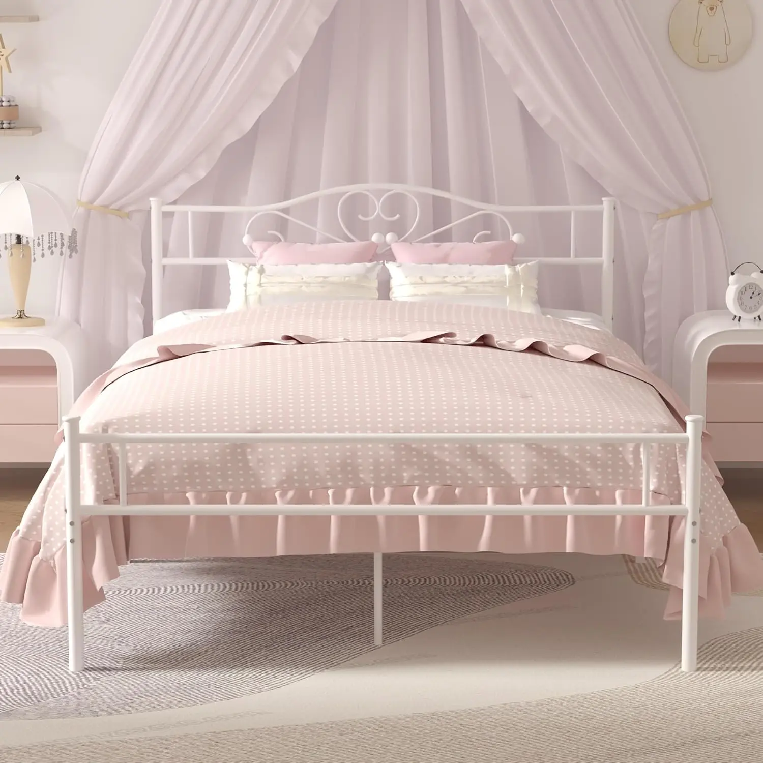 14 Inch Queen Size Metal Platform Bed Frame with Headboard and Footboard, Heavy Duty Mattress Foundation with Steel Slats
14 Inch Queen Size Metal Platform Bed Frame with Headboard and Footboard, Heavy Duty Mattress Foundation with Steel Slats