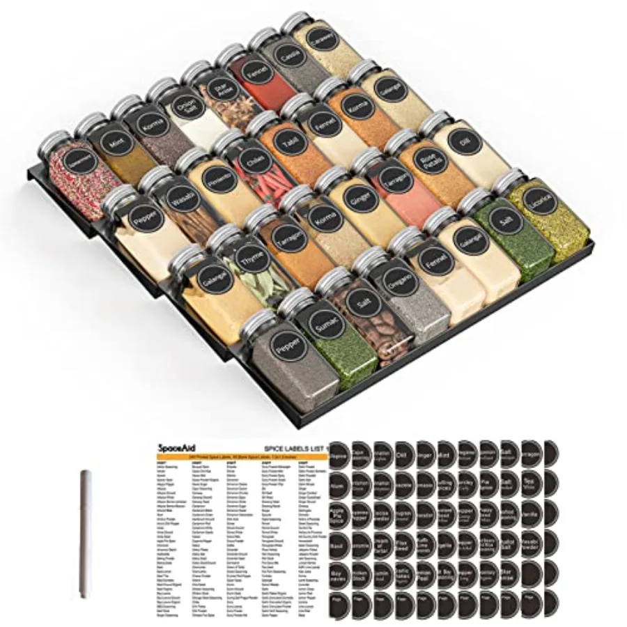 Spice Drawer Organizer with 32 Spice Jars 386 Spice Labels 4 Tier Seasoning Rack Tray Insert for Kitchen Drawers 15" Wide x 17.
Spice Drawer Organizer with 32 Spice Jars 386 Spice Labels 4 Tier Seasoning Rack Tray Insert for Kitchen Drawers 15" Wide x 17.