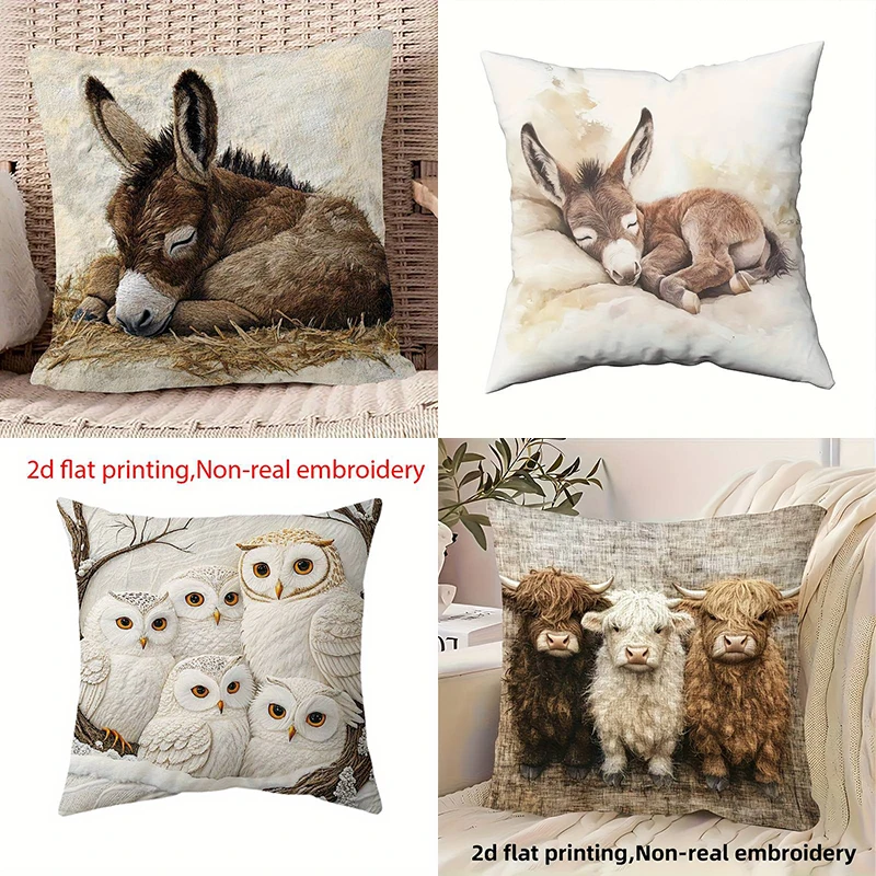 Очаровательная наволочка с изображением животных фермы и леса — наволочка с милым рисунком осла, совы и высокогорной коровы для уютного домашнего декора
Очаровательная наволочка с изображением животных фермы и леса — наволочка с милым рисунком осла, совы и высокогорной коровы для уютного домашнего декора