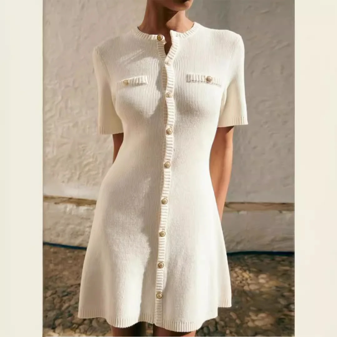 Trendix Elegant Knit Mini Dress Women Street Slim High Waist Short Sleeve Rib Sweater Dresses Vacation Bodycon Knitwear Dress
Trendix Elegant Knit Mini Dress Women Street Slim High Waist Short Sleeve Rib Sweater Dresses Vacation Bodycon Knitwear Dress