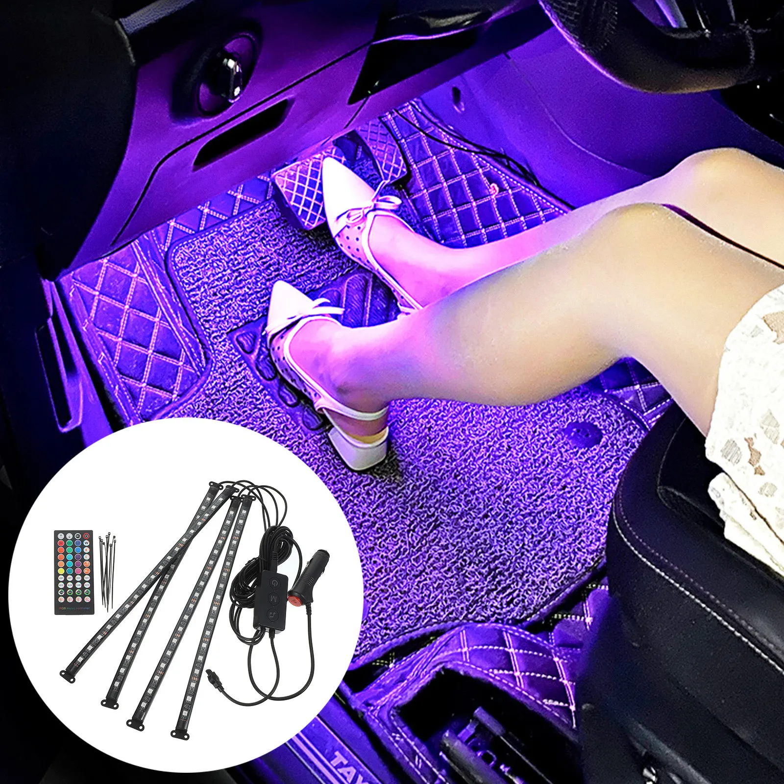 72LED Car Interior Lighting Strip High Brightness Adjustable Colors Remote APP Control Simple Installation Atmosphere for Car
72LED Car Interior Lighting Strip High Brightness Adjustable Colors Remote APP Control Simple Installation Atmosphere for Car