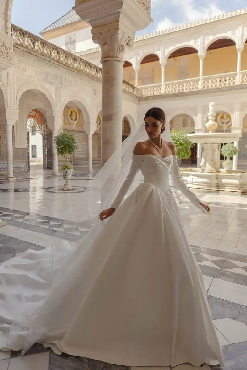 Свадебное платье с длинными рукавами, атласное платье Vestido De Noiva Minimalista, белое платье Vestidos Novia Boda Princes с открытыми плечами, платье Noivas на заказ
Свадебное платье с длинными рукавами, атласное платье Vestido De Noiva Minimalista, белое платье Vestidos Novia Boda Princes с открытыми плечами, платье Noivas на заказ