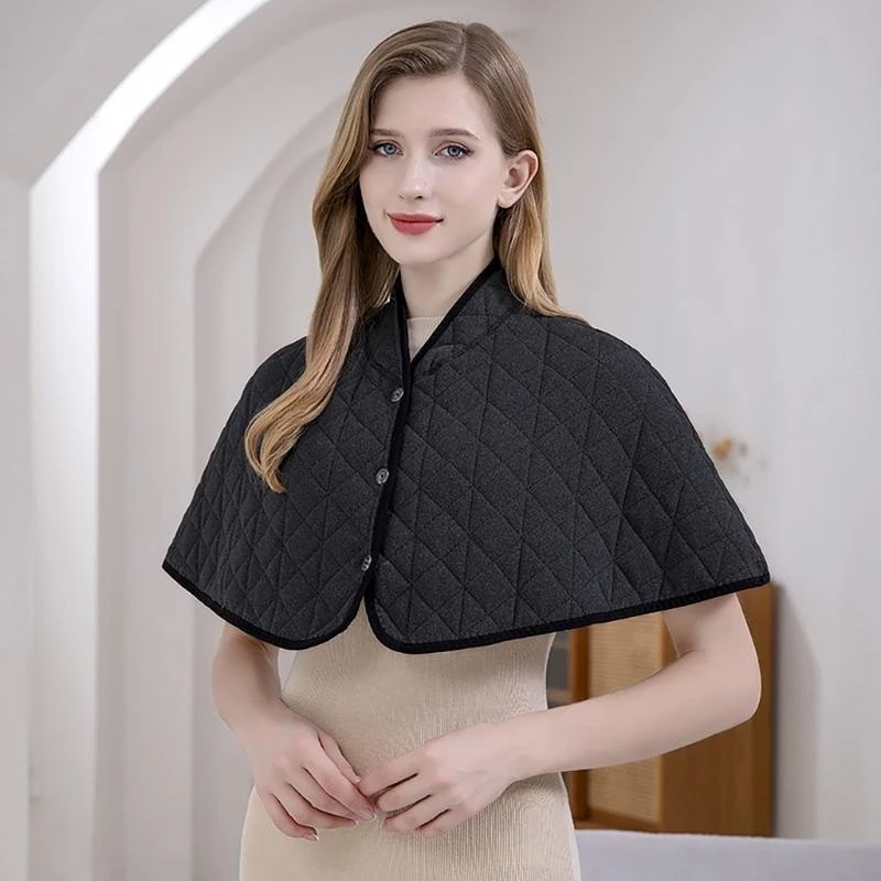 Winter Warm Shoulder Brace Shawl Wrap Fleece Lined Ponchos Capes Button Front Stand Collar Capelet Short Cloak for Women
Winter Warm Shoulder Brace Shawl Wrap Fleece Lined Ponchos Capes Button Front Stand Collar Capelet Short Cloak for Women