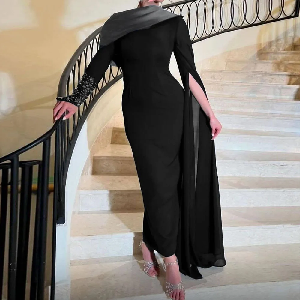 Customized Straight Prom Dresses Floor-Length O-Neck Full Sleeve Evening Gown Fashion Crystal Sequined Simple Draped Party Gown
Customized Straight Prom Dresses Floor-Length O-Neck Full Sleeve Evening Gown Fashion Crystal Sequined Simple Draped Party Gown