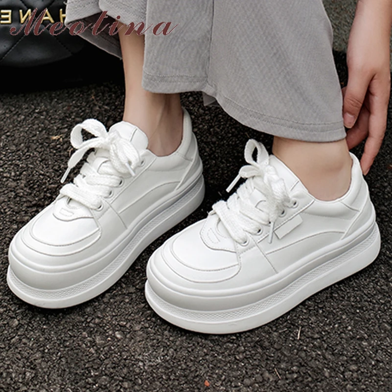 Meotina Women Genuine Leather Sneakers Round Toe Lace-up Platform Flat Concise Ladies Fashion Shoes Spring Autumn White Beige 40
Meotina Women Genuine Leather Sneakers Round Toe Lace-up Platform Flat Concise Ladies Fashion Shoes Spring Autumn White Beige 40