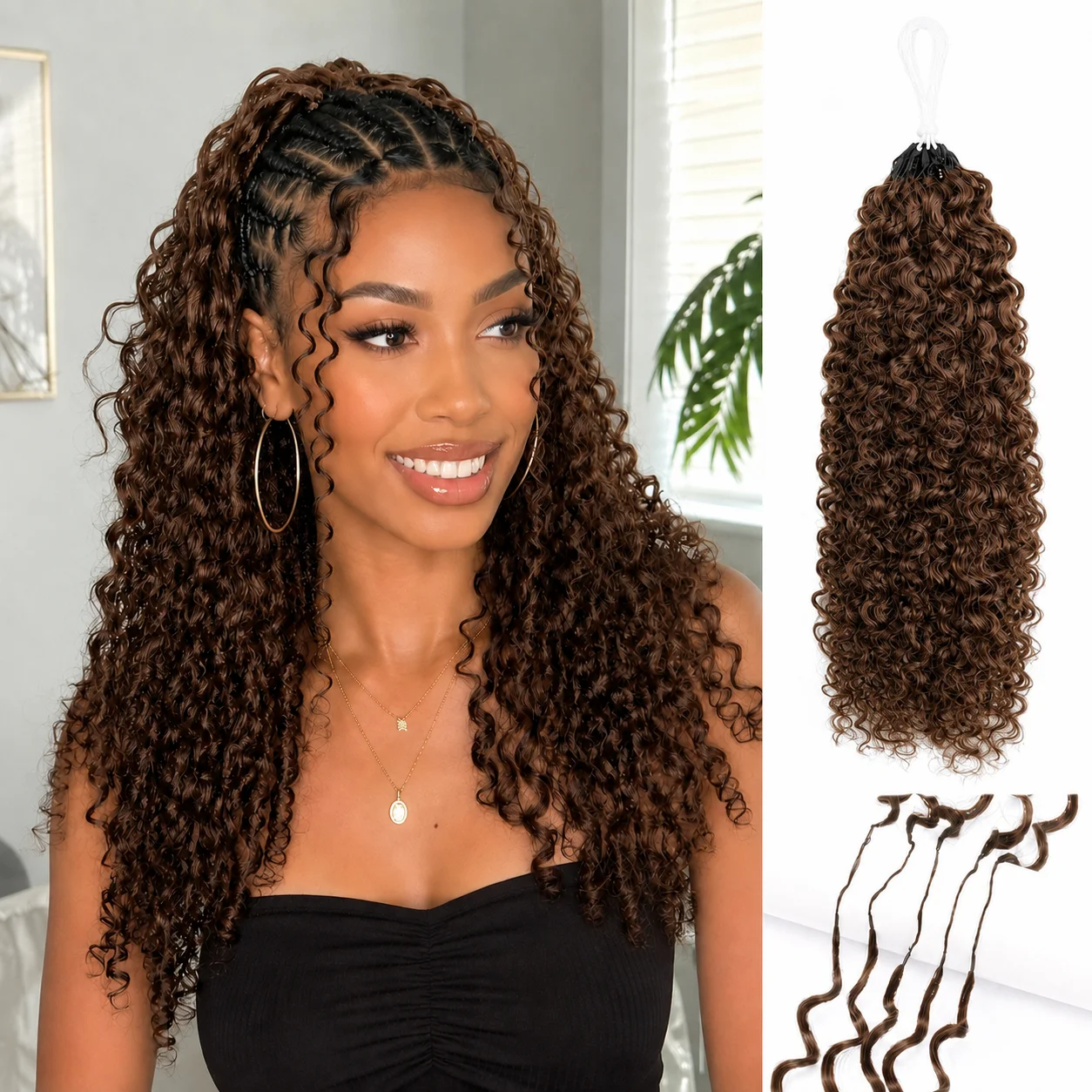 Chocolate Brown Kinky Curly Crochet Human Hair Extensions Invisible Knotless Small Spiral Curls Pre Separated Feather Crochet Hair For Braiding Protective Style Women
Chocolate Brown Kinky Curly Crochet Human Hair Extensions Invisible Knotless Small Spiral Curls Pre Separated Feather Crochet Hair For Braiding Protective Style Women