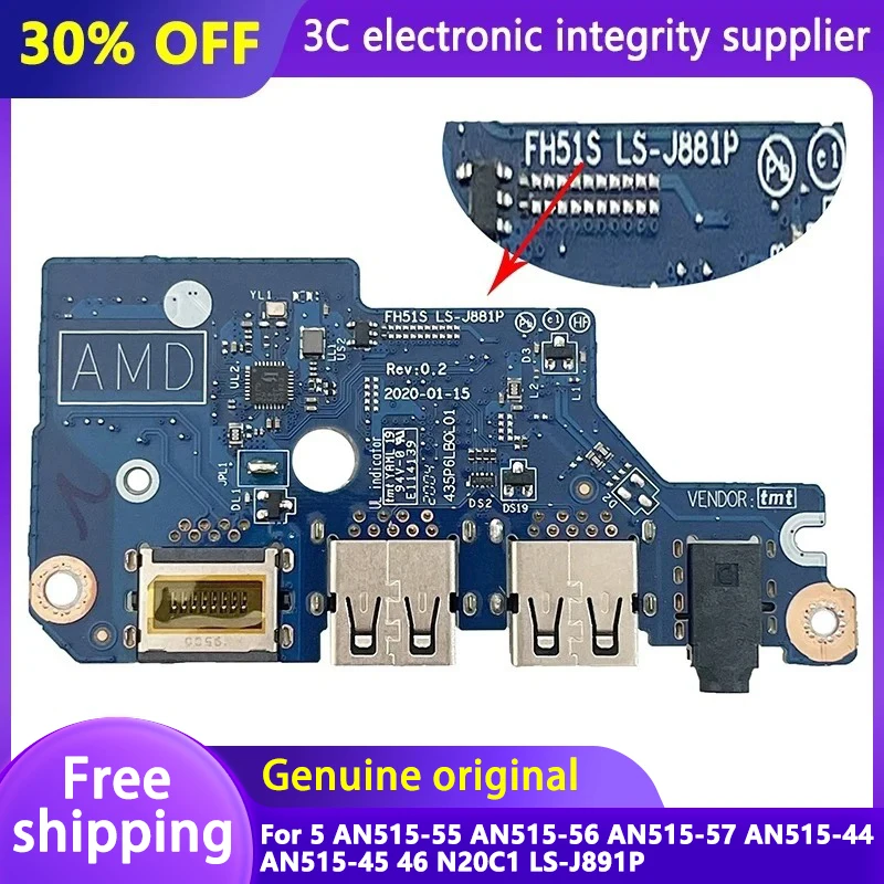 Original New USB for 5 AN515-55 AN515-56 AN515-57 AN515-44 AN515-45 46 N20C1 LS-J891P Laptop USB Board Accessories 100% Tested 
Original New USB for 5 AN515-55 AN515-56 AN515-57 AN515-44 AN515-45 46 N20C1 LS-J891P Laptop USB Board Accessories 100% Tested